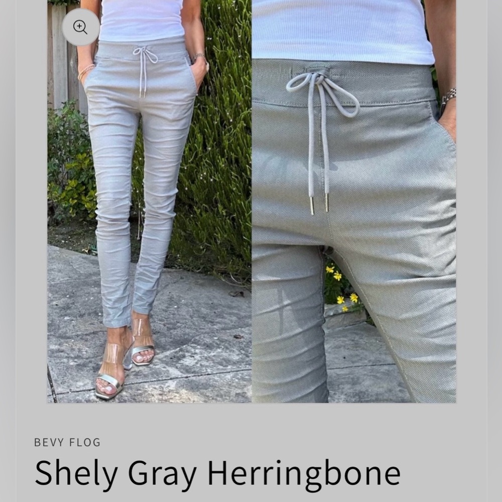 Bevy Flog pants, Shely style size 28. Gray herringbone fabric, EUC.
